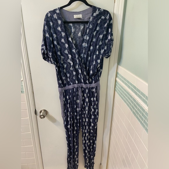 Velvet by Graham & Spencer Pants - Velvet by Graham blue patterned romper with drawstring waist.
